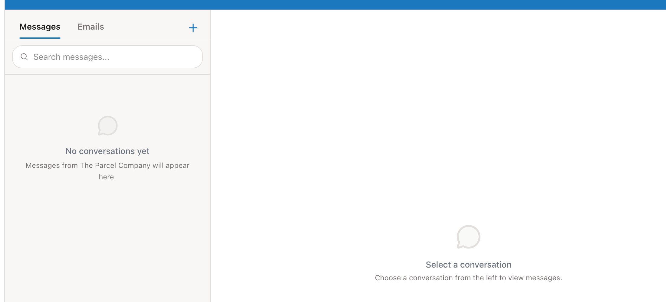Message compose area with search and new message button