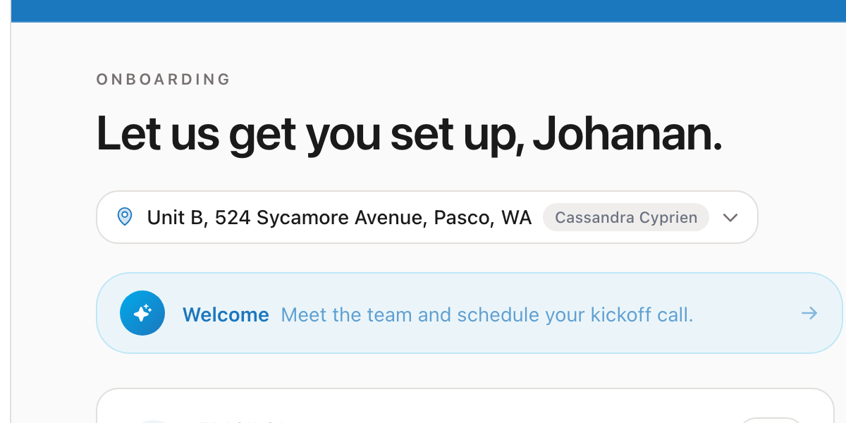 Onboarding progress indicator showing completion status